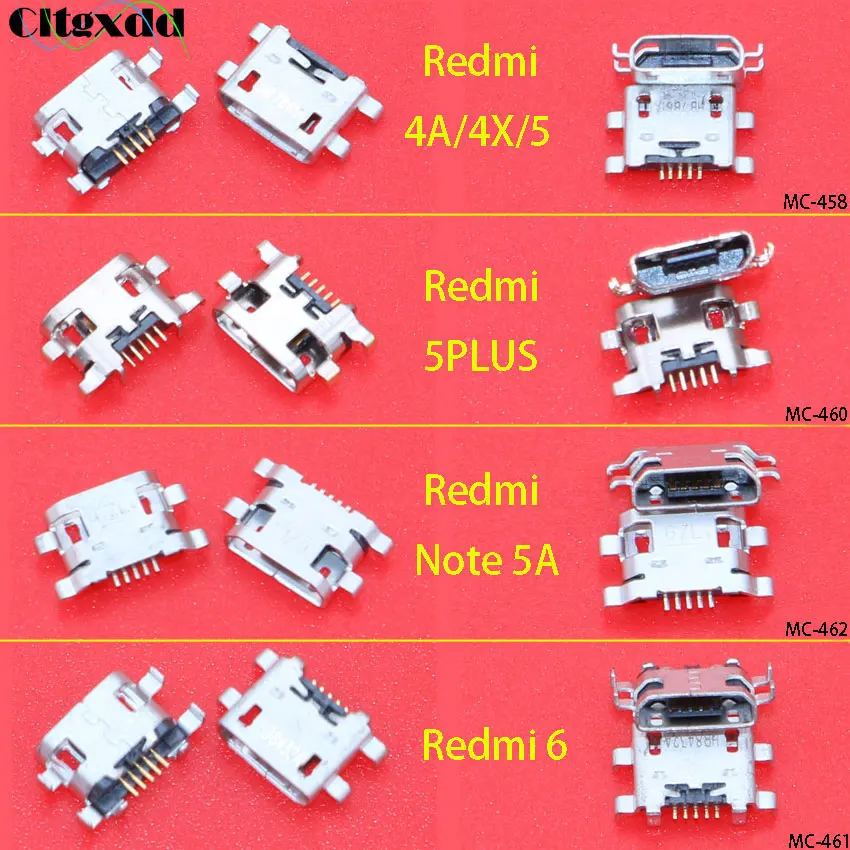 cltgxdd 1 Piece Micro USB connector 5pin USB jack socket female charging port for Xiaomi Redmi 4A 4X 5 plus 5plus 6 Note 5A