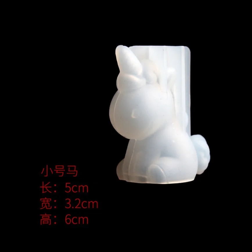 Moldes de resina Epoxy de silicona de unicornio transparente, molde geométrico de oso y conejo, herramienta de decoración para hacer velas de aromaterapia de animales