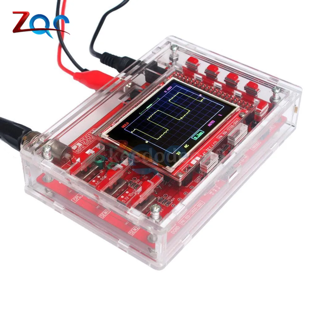 Imagem -02 - Osciloscópio com Tela Lcd Tft de 2.4 Polegadas Montado com Clipe de Jacaré Fio de Sonda Acrílico Faça Você Mesmo Capa Escudo para Dso138