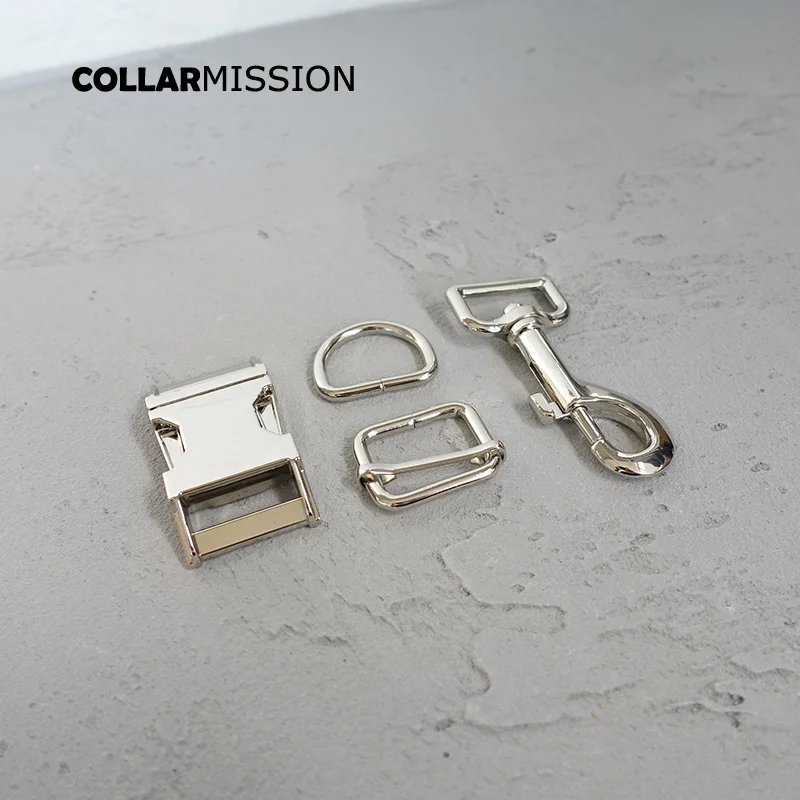 Plated Metal Buckle for Dog Collar Parts, Adjustable Buckle, D Ring, Metal Dog Clasp Set, High Quality Manufacturer，25mm