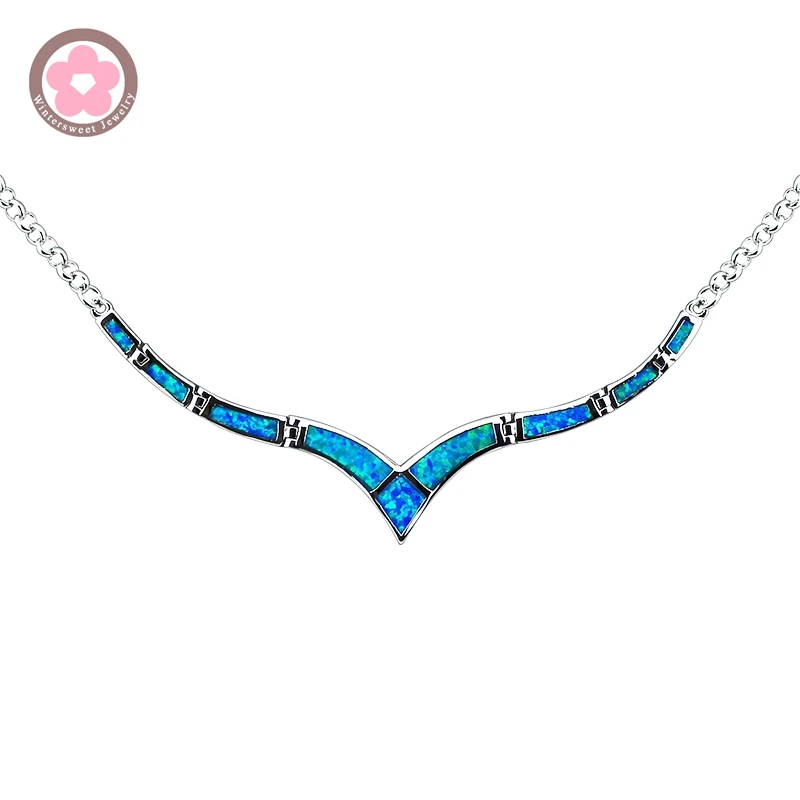 JLN-385 Unique Design Hot Sale Blue Fire Opal Necklaces for charm Women Luxury Fashion Jewelry Pendant necklace for wedding