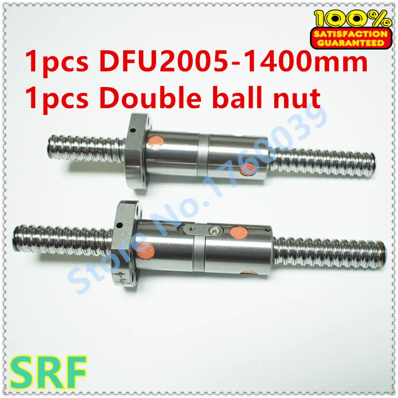 

1pcs 20mm Rolled Ballscrew RM2005 Length 1400mm with DFU2005 Ball screw Double ball nut no end machined