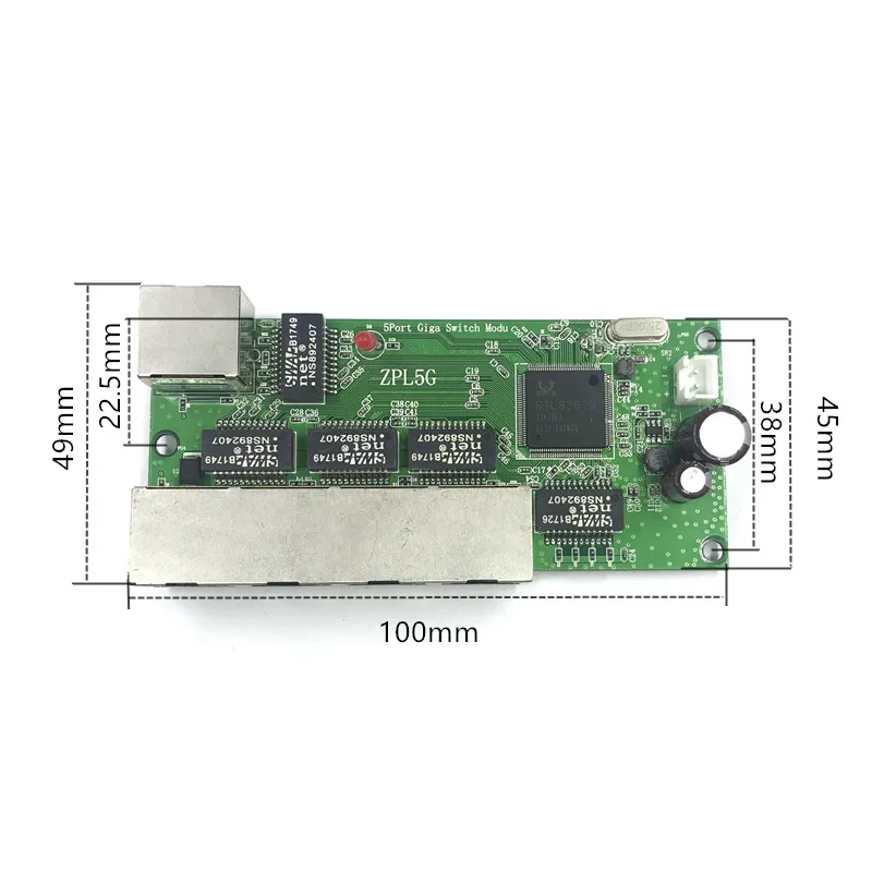 5-Gigabit moduł przełączający jest szeroko stosowany w LED (linia 5), port 10/100/1000 m skontaktuj się z port mini moduł przełączający płyta główna PCBA