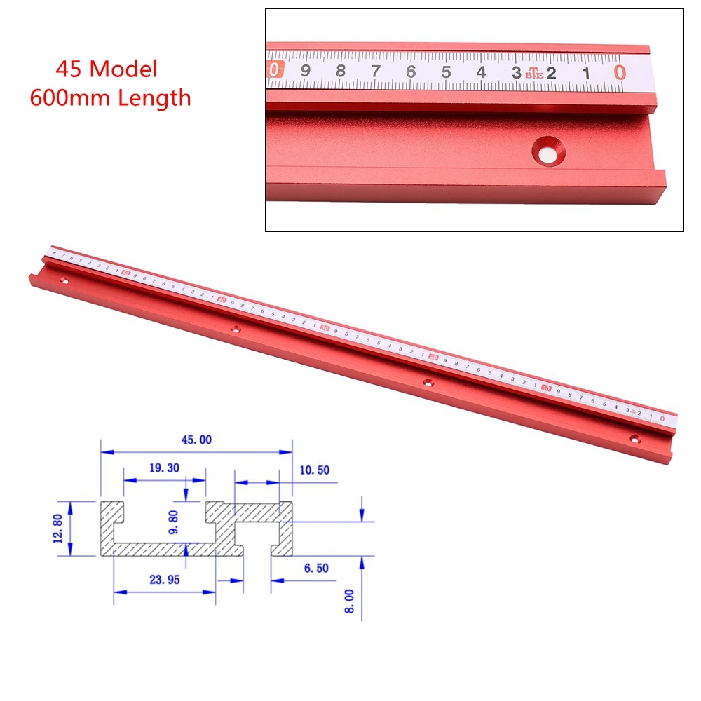 

600mm Aluminum Alloy Standard T-track with 1M Metric Measuring Tape For 45 Model