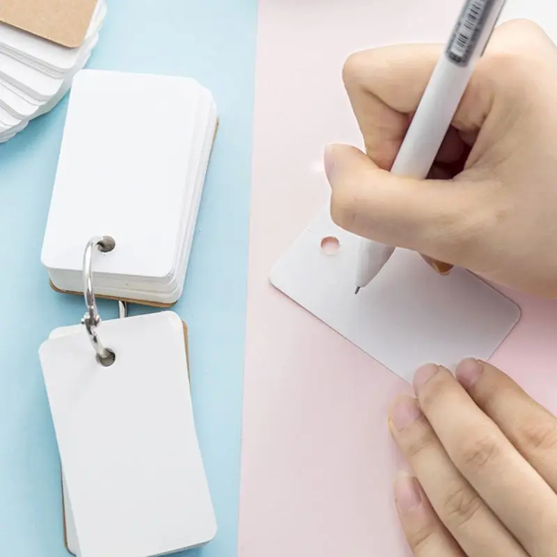 Simple DIY Index Cardboard Cover Blank Paper Card Memo Pad Bookmark Binder Rings Nov-26A