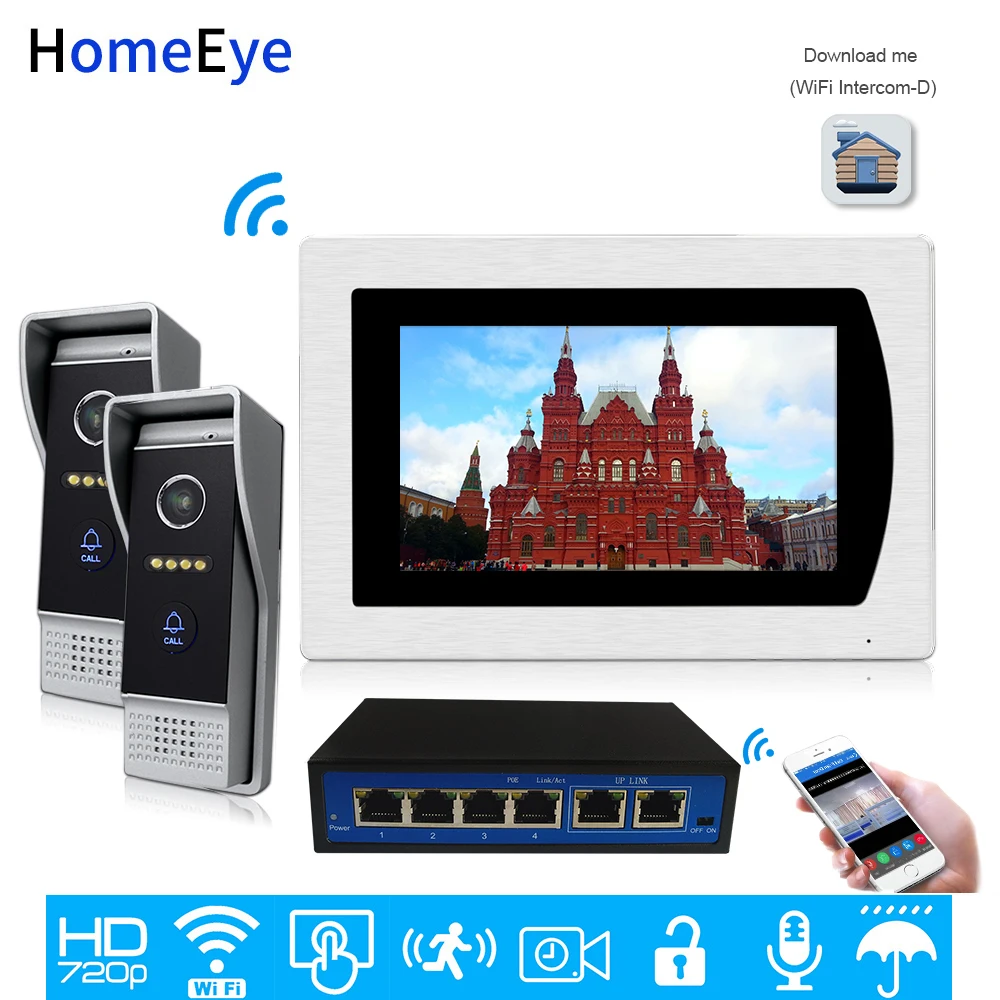 720P IP Video Door Phone Wifi Video Intercom Smart Phone App Unlock Motion Detection Wide View Angle Home Access Control System