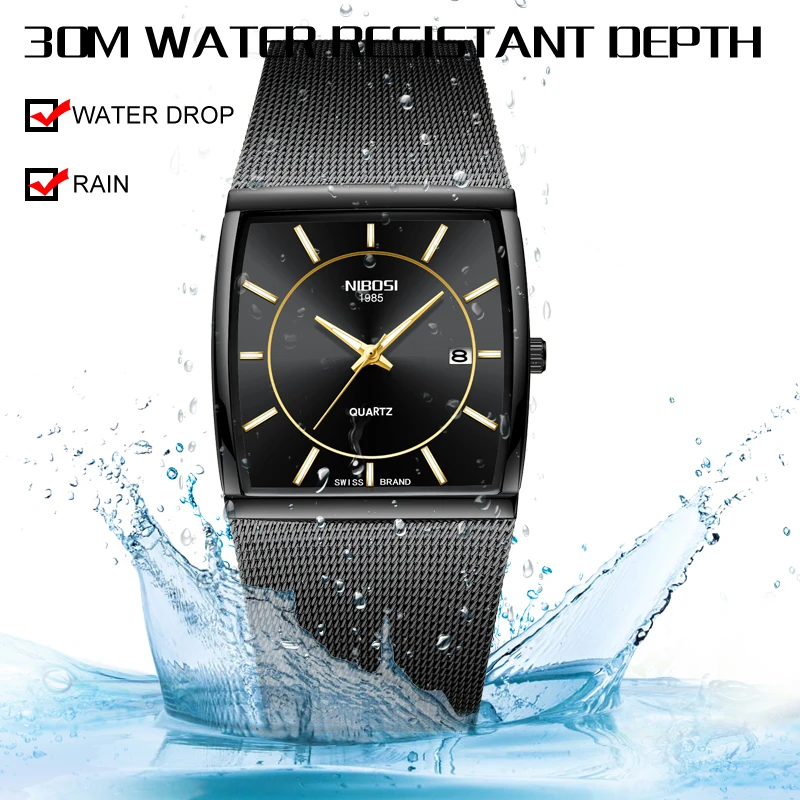 2018 New Square Watch Men Top Brand Luxury Mesh Strap Fashion Dress Wrist Watch Analog Quartz-watch Montre Homme 2018 Man Clock