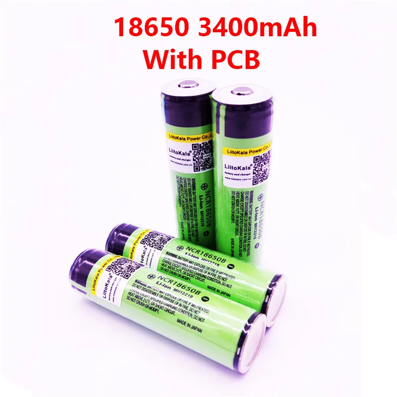 LiitoKala chronione 100% oryginalny akumulator NCR18650B 18650 3400mah z płytką 3.7V