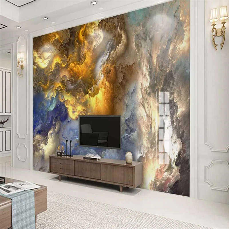 Modern abstract fire cloud television background wall