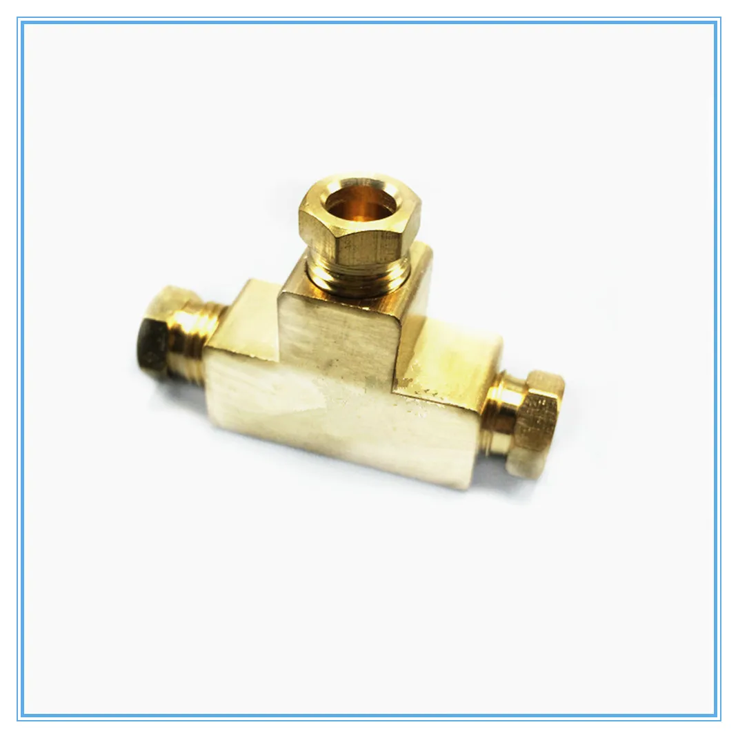 Three-way copper joint lubrication pump tubing joint M8 M10 card sleeve tubing connector