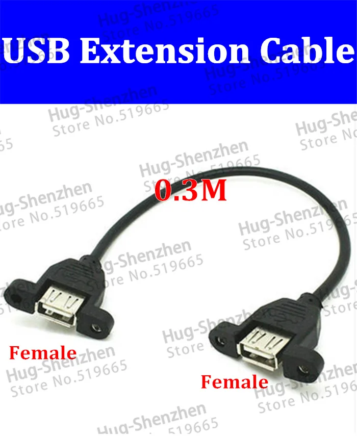 

Brand New 30cm USB 2.0 Female to USB Female Panel Mount Extension Adapter Cable 50pcs
