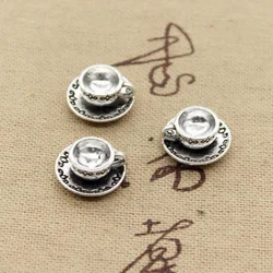 12pcs Charms A Cup Of Coffee Tea 14x14x7mm Antique Bronze Silver Color Plated Pendants Making DIY Handmade Tibetan Jewelry