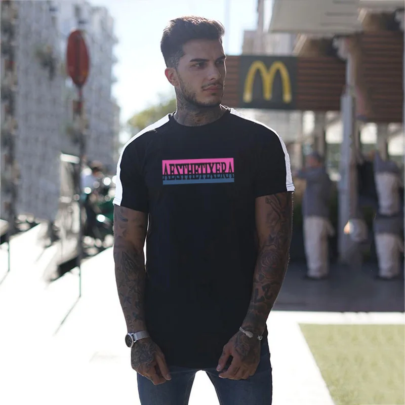 

New Summer Men Gym T shirt Slim fit Fitness Bodybuilding Letter Printed Male Short Sleeve Tshirt Cotton Running Sport Tee Tops