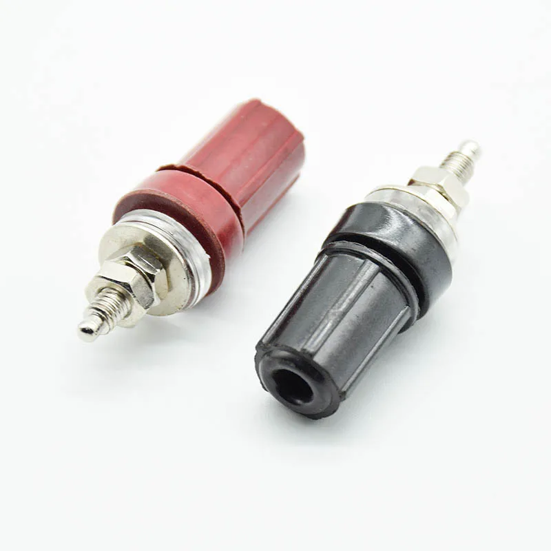 2PCS Banana Jack The M4   Copper+Iron terminal  Grounding column 4 mm banana plug js3-2 4mm red black