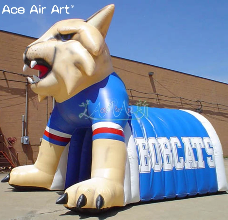 Mascotte de loup personnalisée avec ballon gonflable, tête d'animal, Tunnel de loup, abri de repos, tente pour Sports de terrain