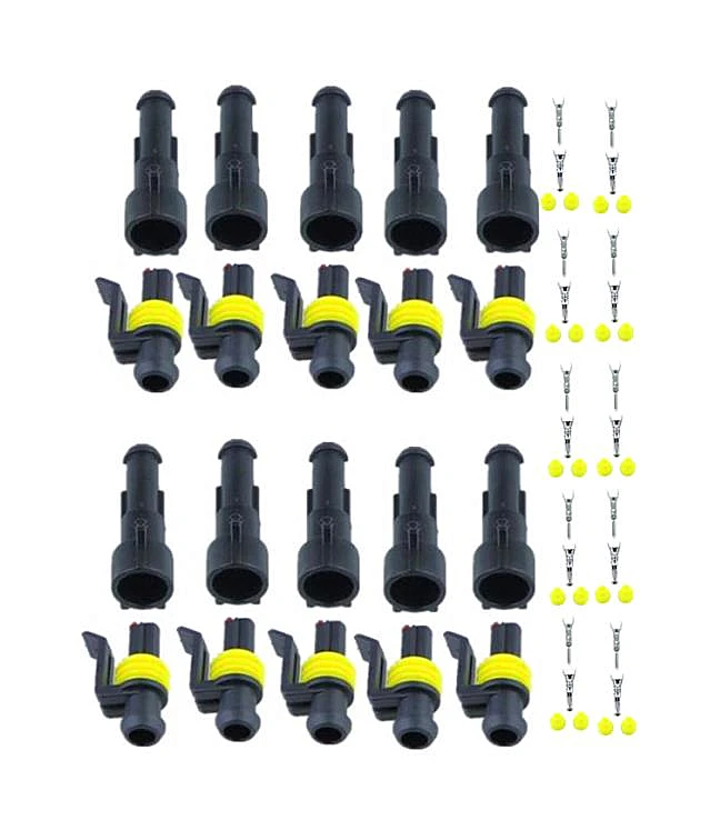 10 sets Kit 1P 1Pins Way AMP 1.5 Super seal Waterproof Electrical automotive Wire Connector Plug for car Motorcycle