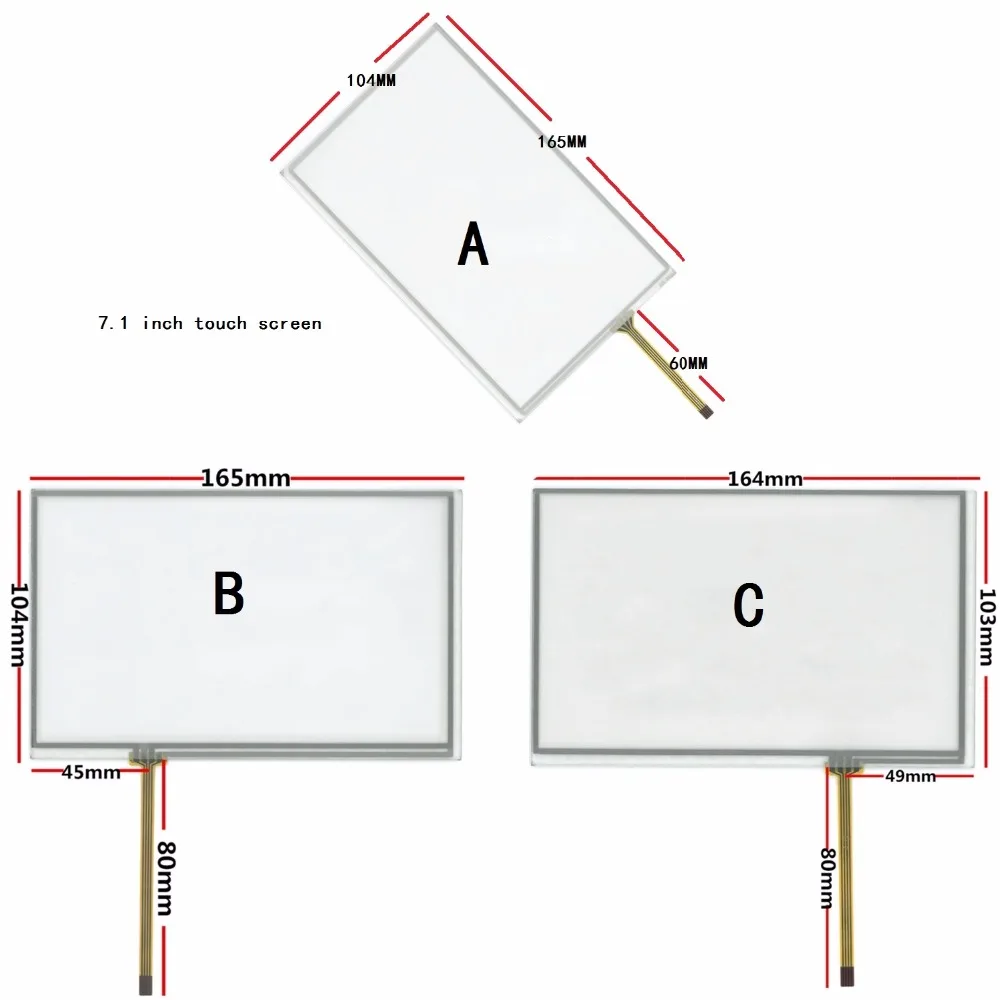 

7.1 inch touch screen for AT070TN83 V.1 AT070TN82 AT070TN84 touch digitizer panel Glass 164*103 165*104