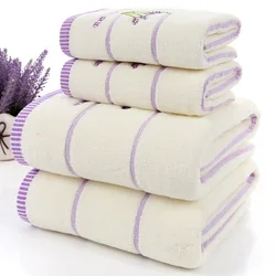 Juego de toallas de algodón de tela de rizo, toalla de mano de cara pequeña, lavanda púrpura y blanco, toallas de baño para el hogar, absorbente, 2 unids/set