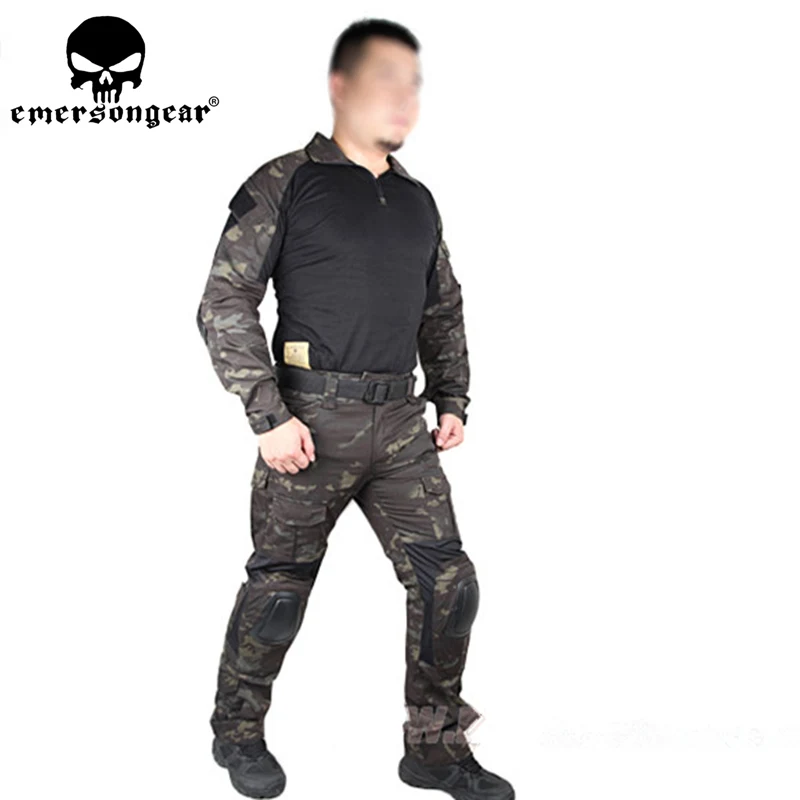 

EMERSON-BDU Combat Uniform for Airsoft Training, Shirt and Pants Set with Elbow and Knee Pads, MCBK MC, EM6971, Gen2,