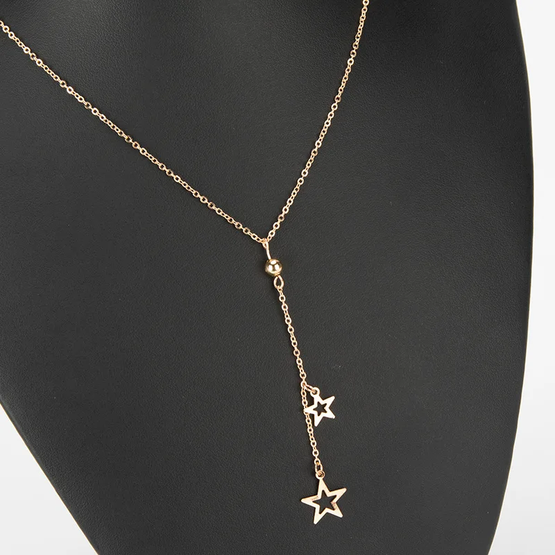 Fashionable Exquisite Long Hollow Star Pendant Necklace for Women Pentagram Accessories Neck Chain Women\'s Decoration Gift