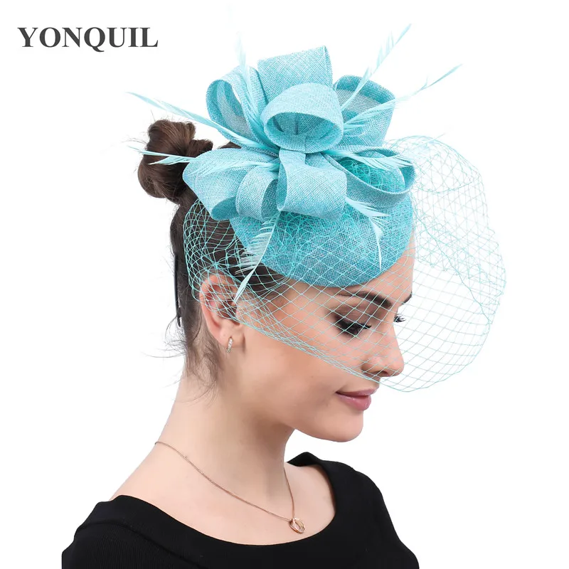 Hot Pink Mesh Headpiece Hair Clip For Ladie Wedding Headwear Cocktail Fascinator Hat For Women Elegant Hair Accessories Flower