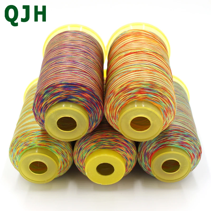 High-End 100%Polyester Colorful Sewing Thread For Overlock Leather Household Knitting Accessories Rainbow Embroidery Pagoda Line