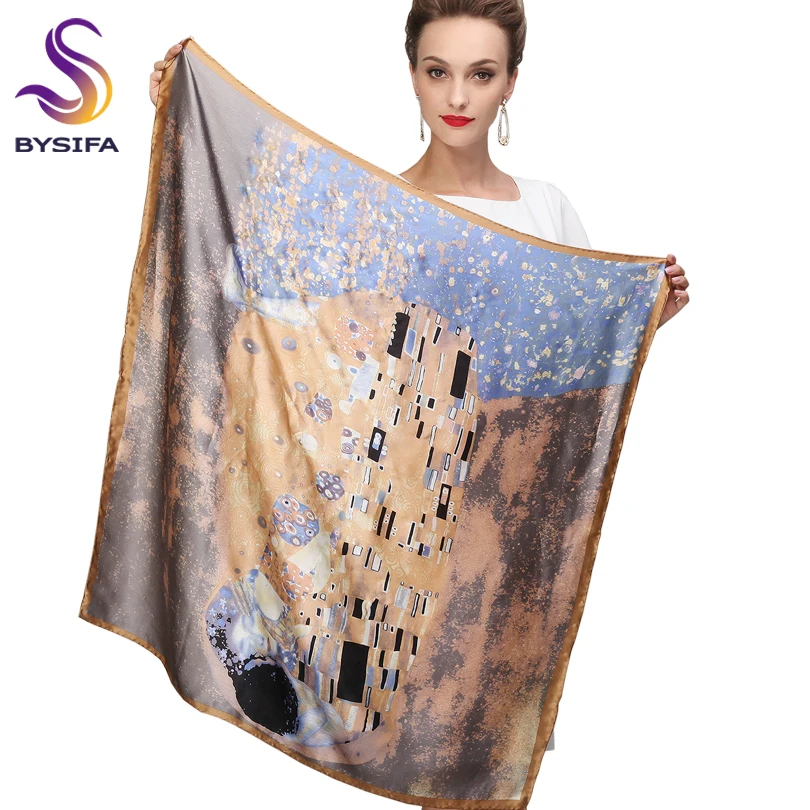 Winter Accessories Khaki Square Scarves Printed For Ladies Fashion Lovers 100% Natural Silk Scarf Printed 90*90cm Autumn Scarves