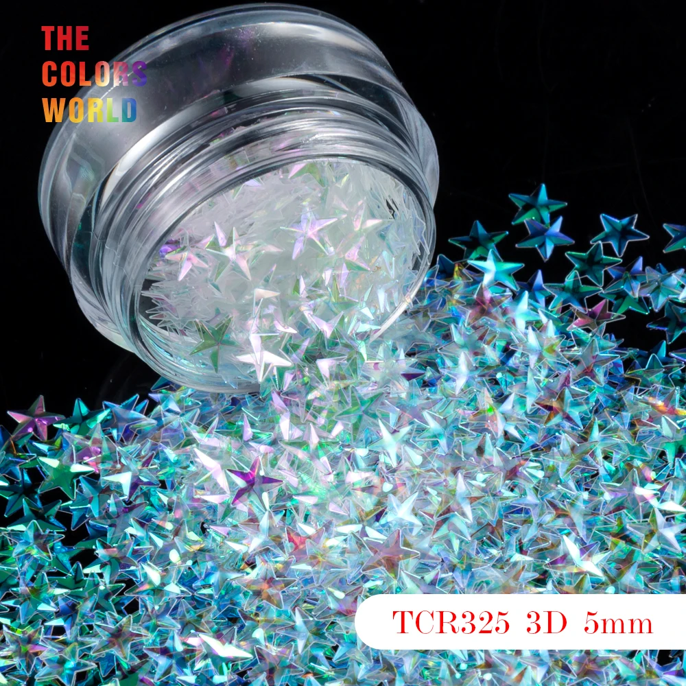 TCT-046 Star Shape 3D Effect Colorful Glitter 5MM Size For Nail Glitter Nail Art Decoration Gel Makeup Facepaint DIY Decoration