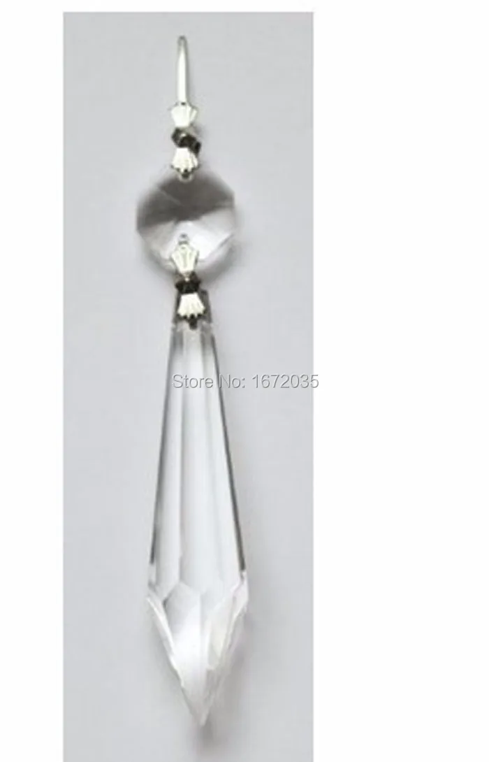 Colgante de carámbano de 25 Piezas y 63mm, piezas de iluminación octagonales de cuentas de 14mm, Prisma de cristal para decoración de boda, piezas de candelabro de cristal DIY