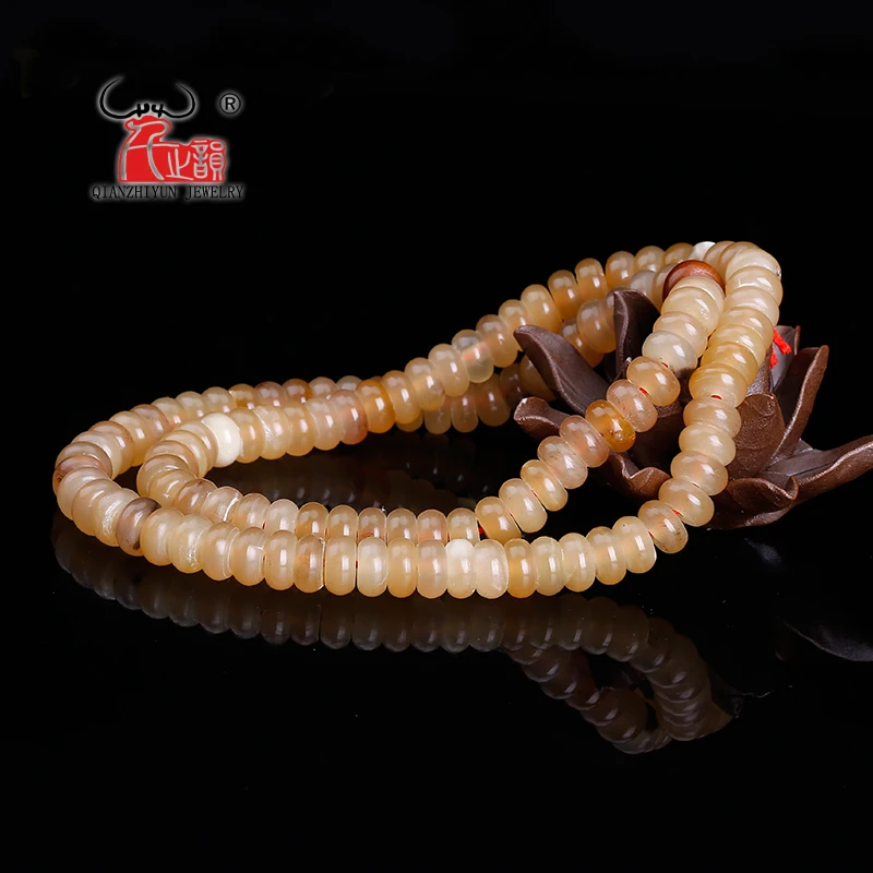 10PCS Tibetan style Natural Goats horn Handmade bone Bead Necklace DIY Scatter Beads Hand-chain Beads Hole 1.5mm