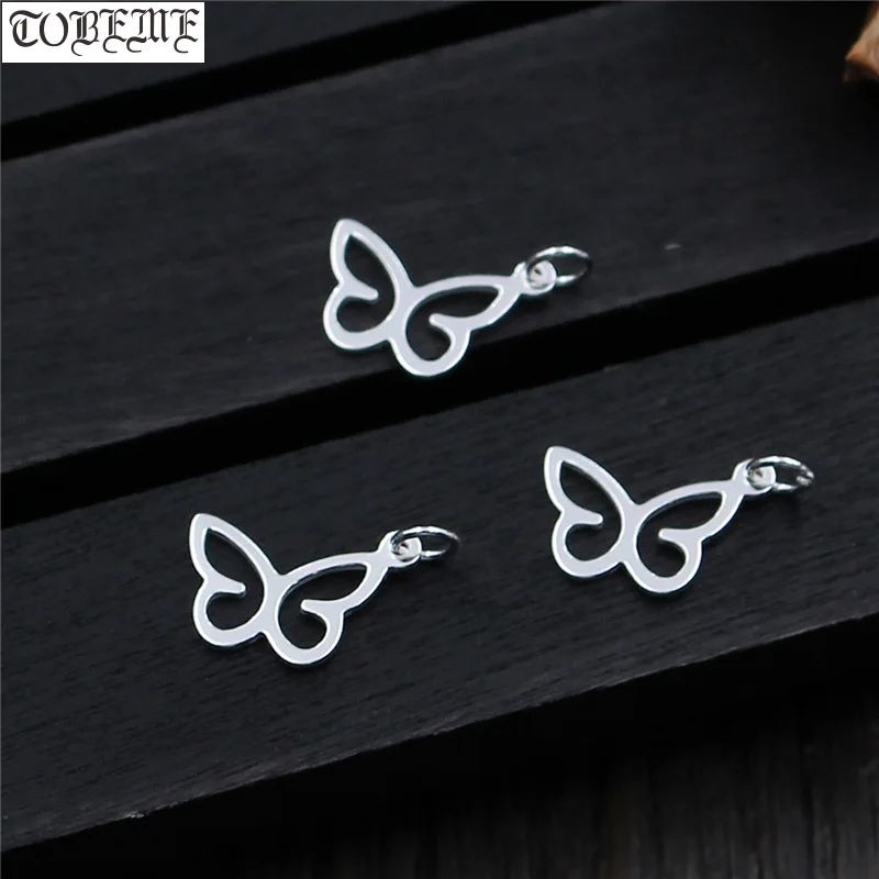 100% 925 Silver Butterfly Charm Hollowed DIY Bracelet Charming Jewelry Findings Charm Mini Butterfly Pendant DIY Jewelry Charm