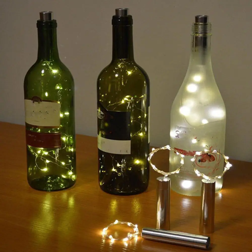 

20 LED Light String Battery Operated Party Cork Shape Wine Bottle Lights Night Decor Christmas Wedding New Year Light Garland