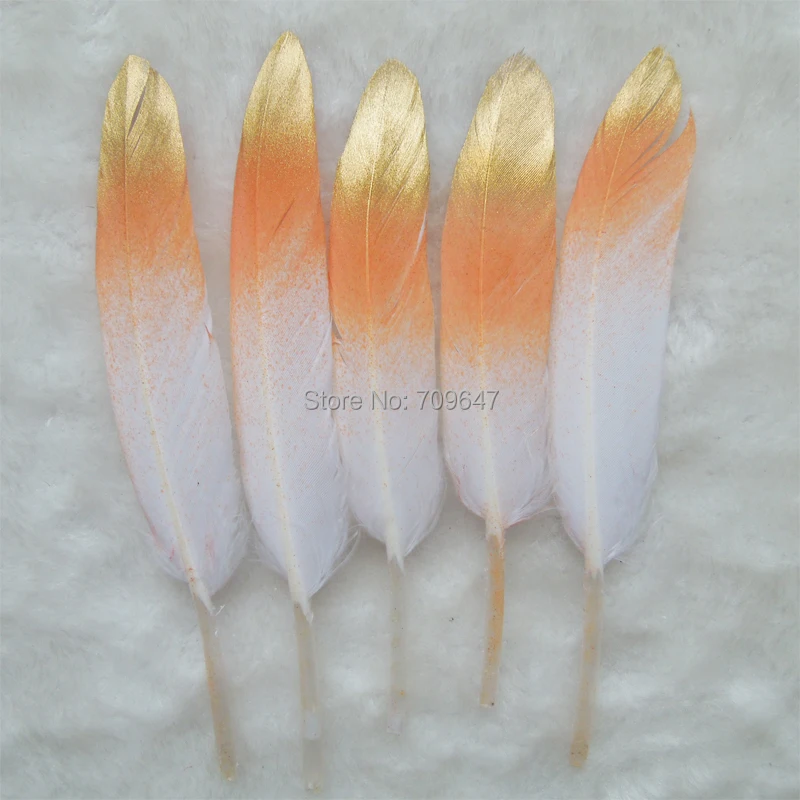 50pcs/lot!Gold Dipped Feather 9-15cm Feathers Hair Feathers Craft Supplies Wholesale Feathers  Gold/Orange/White Colour