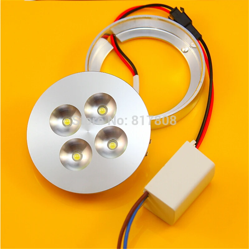 

6PCS/Lot LED Built-in Constant Current LED Driver Aluminum Shell 4*3W 12W Dimmable LED Puck Light For Cabinet AC85-265V/12V