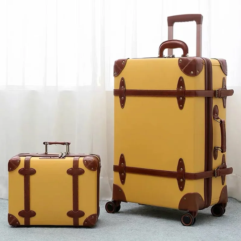 Hot!New Retro soild color Travel Bag Rolling Luggage sets,12