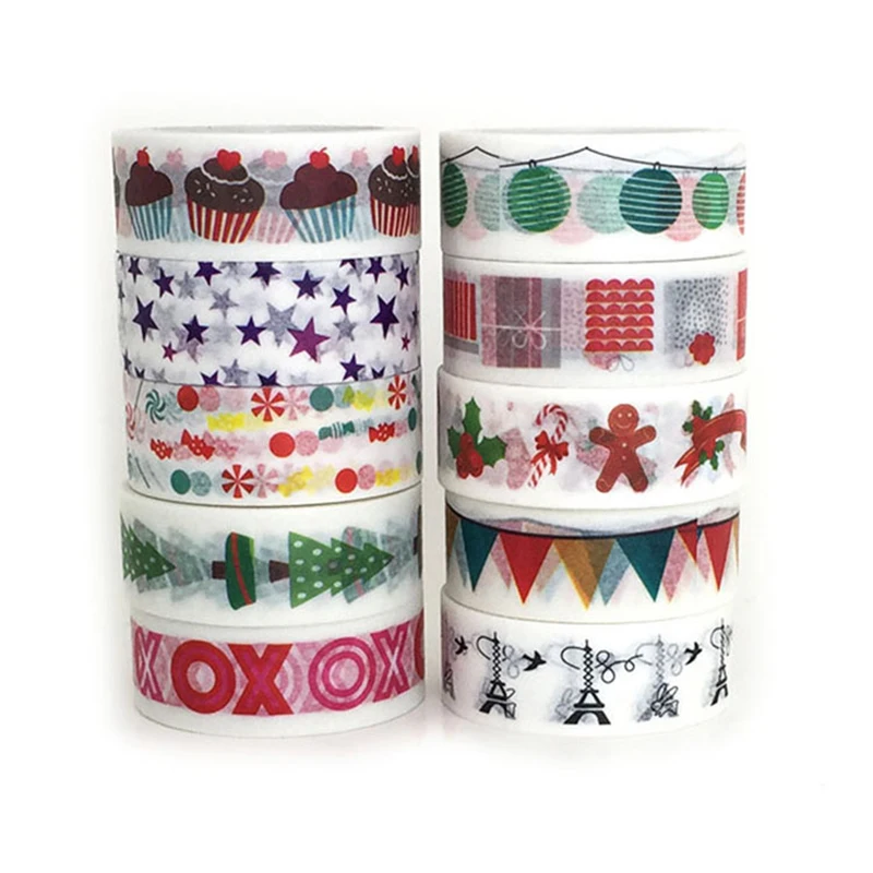 2018 Christmas gift Wrapping Masking Tapes for Decorative Christmas Washi Tape Set for Kids DIY Scrapbooking Christmas Tree Dec