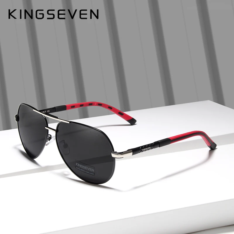 

Мужские зеркальные солнцезащитные очки KINGSEVEN, черно-серые солнцезащитные очки с поляризационными стеклами в оправе из алюминиево-магниево...