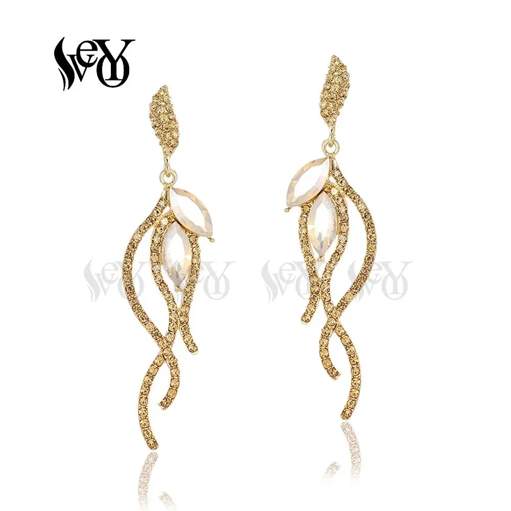 VEYO Crystal Dangle Earrings Trendy Line shape Rhinestone Earings Fashion for Women Jewelry Pendant