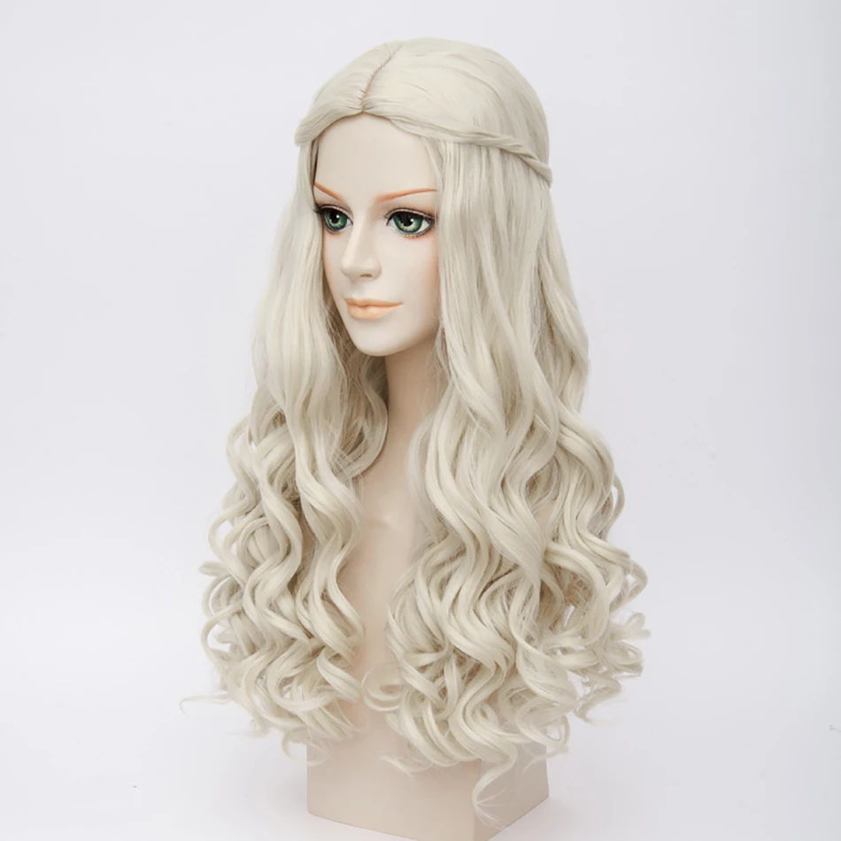 ccutoo Alice in Wonderland White Queen Cosplay Wig Blonde Wavy Long Braid Styled Synthetic Hair Heat Resistance Fiber