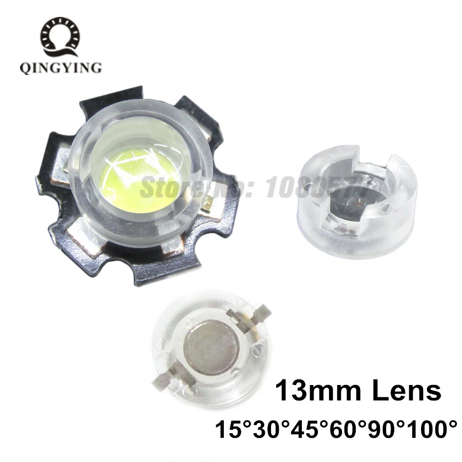 

406pcs 13mm IR LED lens 15 30 45 60 90 100 Degree 13mm Mini LED PCB Angle Lens for 1W 3W 5W LED Lamp Convex Lenses