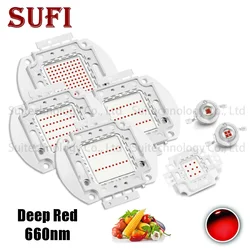 High Power LED Chip Deep Red 660NM 1W 3 W 5W 10W 20W 30W 50W 100W Grow Light 660nm For Indoor Light Plant Vegetable Fruit Grow