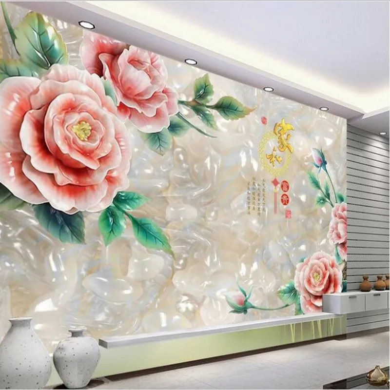 

wellyu Custom large-scale muralist and everything is crystal rose TV background wallpaper non-woven wallpaper