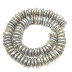 16 inches 12-13mm White Center-Drilled Rondelle Natural Coin Pearls Loose Strand