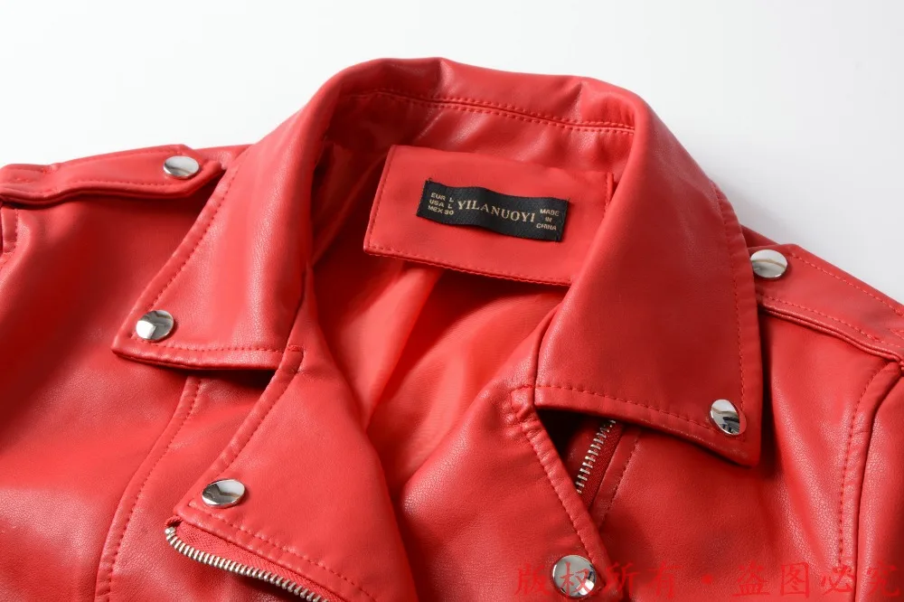 Hot New Autumn Winter Women Motorcycle Faux PU Leather Red Pink Jackets Lady Biker Outerwear Coat with Belt Hot Sale 6 Color