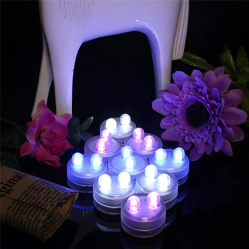 

50pcs/lot Submersible Led Light with 2 Leds Wedding Centerpiece Light Battery Operated Lights Multicolors for Wedding Party