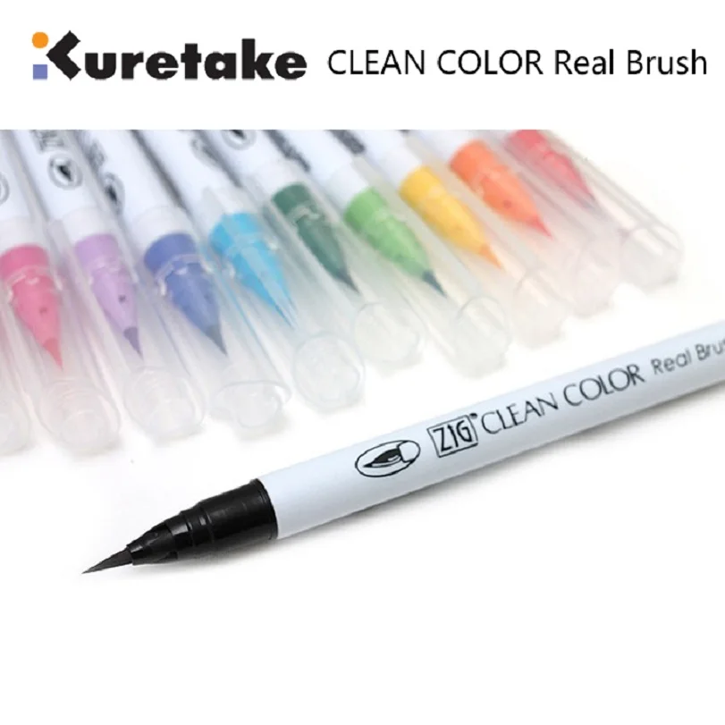 kuretake RB-6000AT 4/6 colors ZIG clean color real brush soft head watercolor brush cartoon drawing pen art supplie