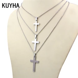 Women/Men Necklace Cross Statement Pendants Jewelry Multi Sizes Long Chain Stainless Steel Present for The Party