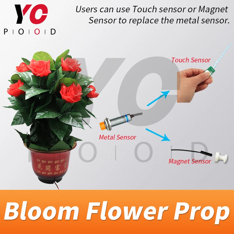 Blooming flower prop escape room game use metal object to touch sensor triggering flower blooming out to unlock supplier YOPOOD