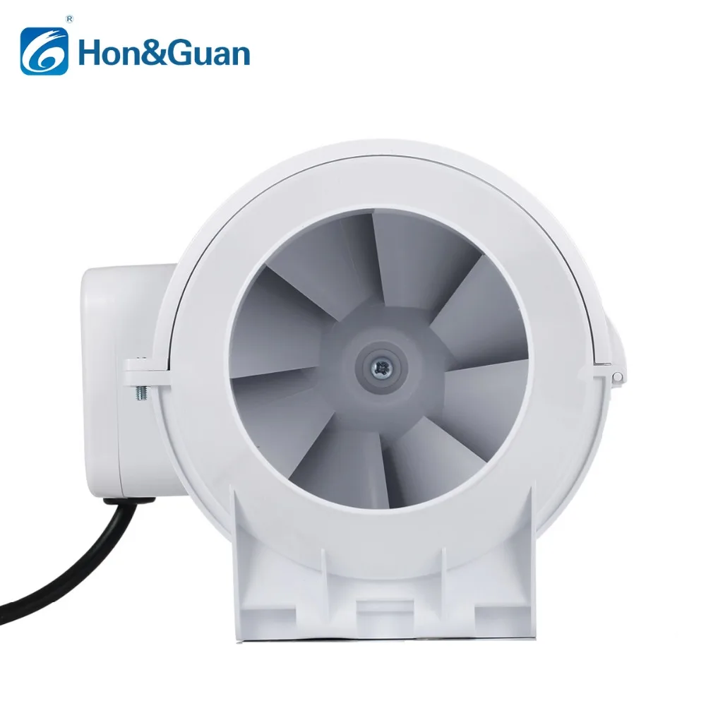 Hon&Guan 4\'\' Silent Inline Duct Fan Kitchen Hood Ventilation Outlet  Exhaust Ventilator Bathroom Air Extractor Booster HF-100S