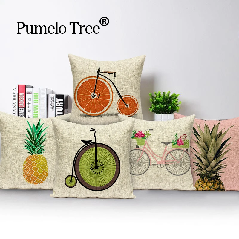 Bicycle pillow cover pineapple outdoor cushions High Quality throw pillows linen  cushions decorative Custom cover cushion